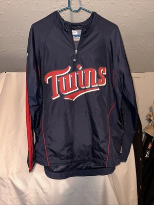 Minnesota Twins 1/4-Zip Cool Base Baseball Pullover Windbreaker Large Spellout