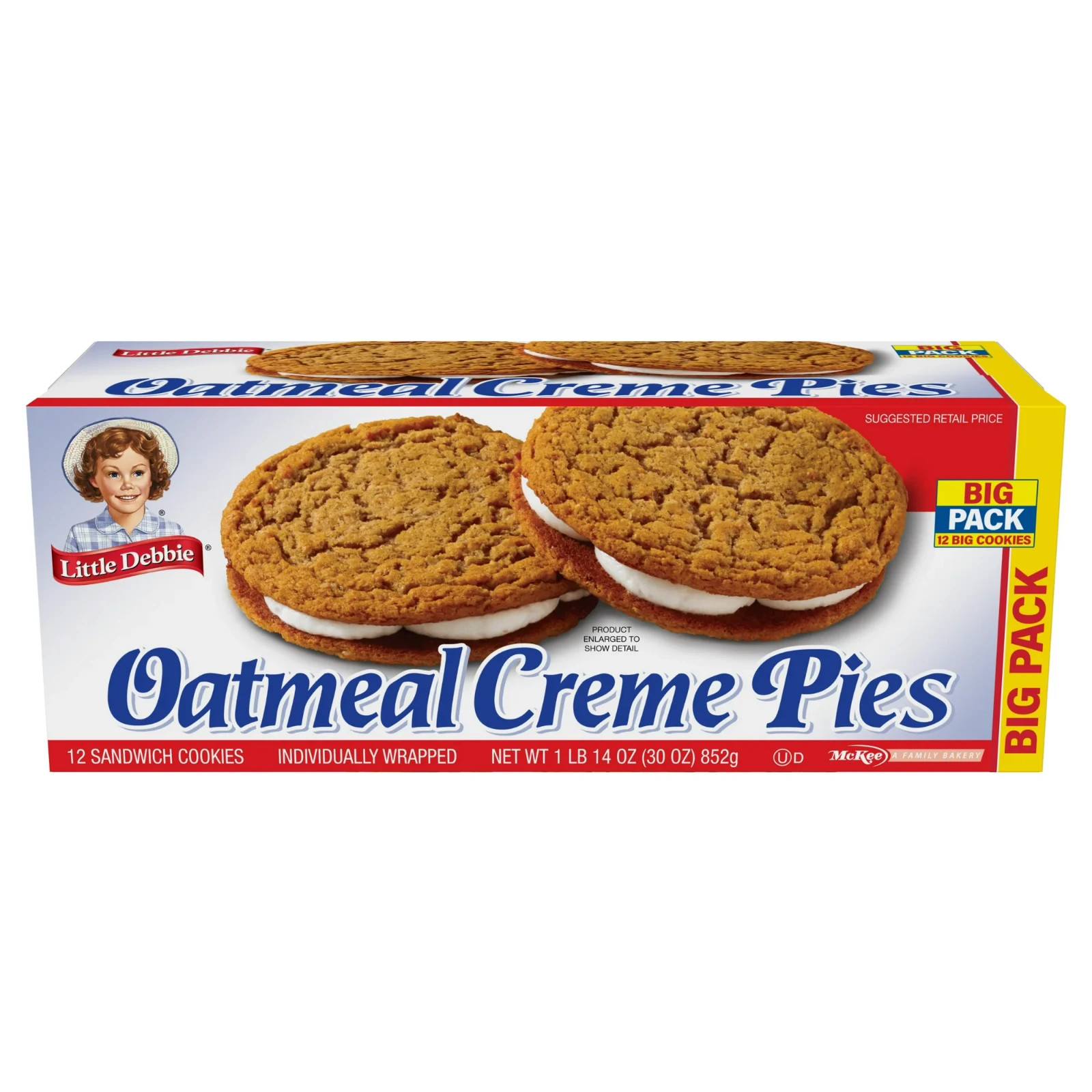 Little Debbie Big Pack Oatmeal Cr&egrave;me Pies, 30 oz (12 count)