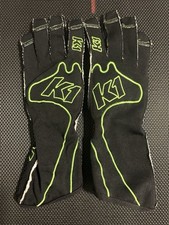 K1 Racing Gloves Size Small Black Green Reverse Stitched Lightweight
