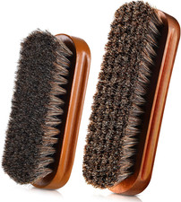 2 Pcs Horsehair Shine Shoes Brush Kit Polish Dauber Applicators Cleaning Leather