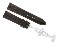22MM LEATHER WATCH STRAP BAND FOR OMEGA WATCH DEPLOYMENT BUCKLE CLASP D/BROWN OS