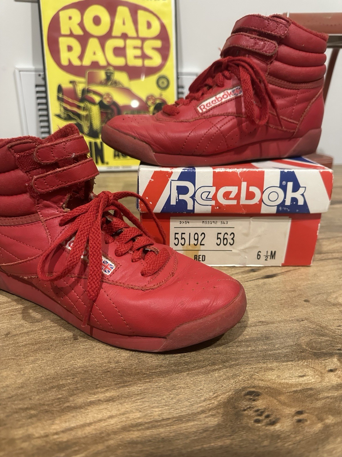 Vintage 80s Reebok Red High Tops Freestyle Classic Women's 6 1/2 M With Box image 2