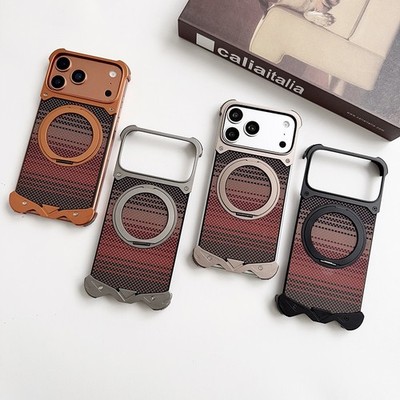 Aramidfaser Case Cover für iPhone Pro Max 15 16 17 Metall rahmenlos Handyhülle