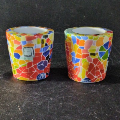 TRENCADIS S.L.  BARCELONA GAUDI VOTIVE CANDLE HOLDERS, Handcrafted, SPAIN, 2PCS