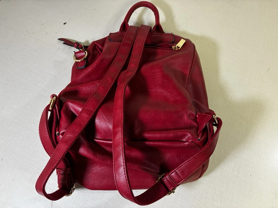 Mochila Bolso de Hombro Clark Cuero Rojo Dos Maneras de Llevar Cuero Foto 3 de 4