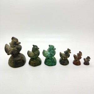 6 Old antique Burmese bronze opium weights Hintha / Hamsa mythical bird Artifact