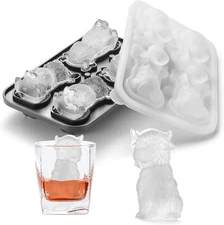 3D Highland Cow Ice Cube Tray, Large Silicone Fun Shapes Ice Cube Mold for Whisk