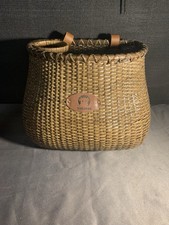 Makimmo Vintage Wicker Bike Basket With Built-In Cup Holder.