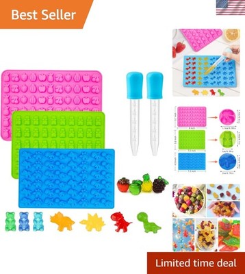 3Pcs Gummy Candy Molds - Silicone Mini Gummy Bear/Dinosaur/Fruit Snack Molds ...