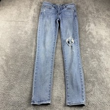 Levis 711 Skinny Jeans Womens 26 Blue Light Wash Low Rise Distressed