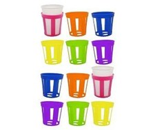 SET PORTA BICCHIERI IN PLASTICA DA 12 PEZZI CON COLORI ASSORTITI