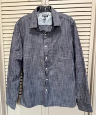 Van Heusen Never Tuck Long Sleeve Button Up Dress Shirt Size L 16-16.5 Blue NWT