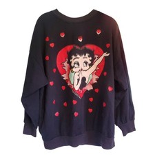 Vintage 1993 Betty Boop Black Graphic Crew Neck Sweatshirt Size Large
