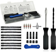 Tubeless Tire Repair Kit 26pc | Compact Puncture Plug Tool Set for Car Motorcycl