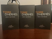 3x Terre D’ Hermes Parfum - Pure Perfume- SAMPLES - .06 fl oz/2 Ml Each NEW