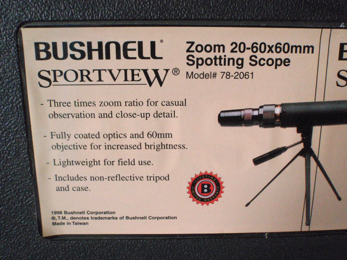 Bushnell Sportview Spotting Scope Model 841102b Zoom 20-60x60mm