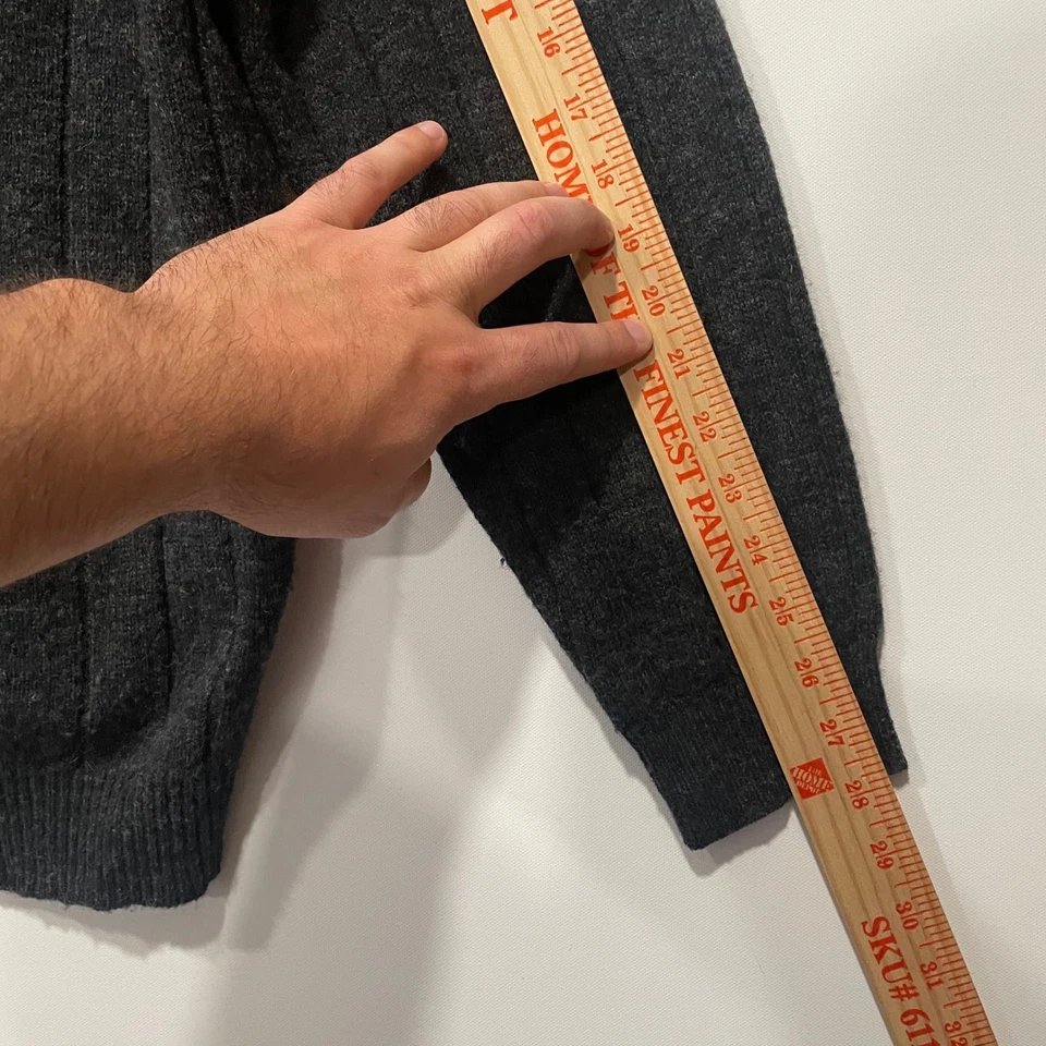 Cárdigan Suéter Club Room Para Hombres Gris Lana de Cordero Tejido Acanalado Botón Frontal L Foto 4 de 4