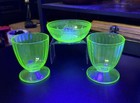 Uranium Glass Berry Bowl and 2 custard cups  — photo 1