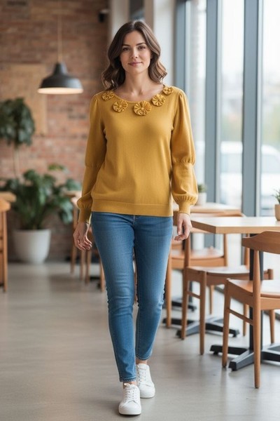 Women Kenzo Sweater Mustard Cotton 40 / L / 48