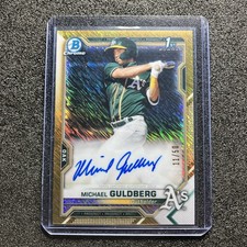 2021 Bowman Chrome Prospects Auto Michael Guldberg Gold Shimmer Refractor 11/50