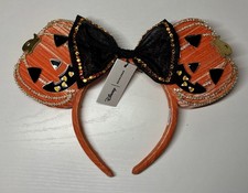 2026 Disney BaubleBar Halloween Pumpkin Jack O Lantern Minnie Ears Headband NWT 