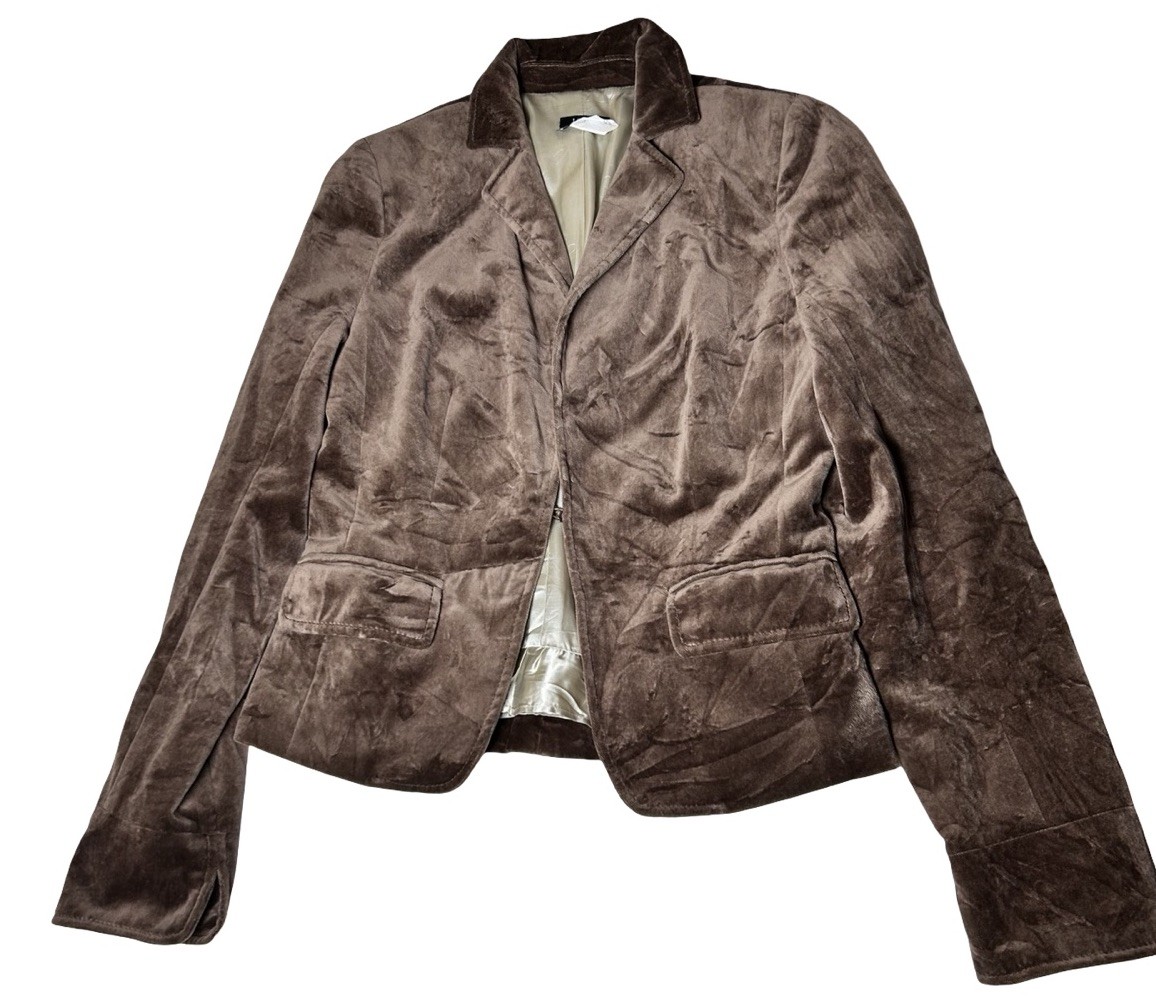 J. Crew Velvet One Button Blazer Size 2 Brown Long Sleeve Cotton Lined Casual