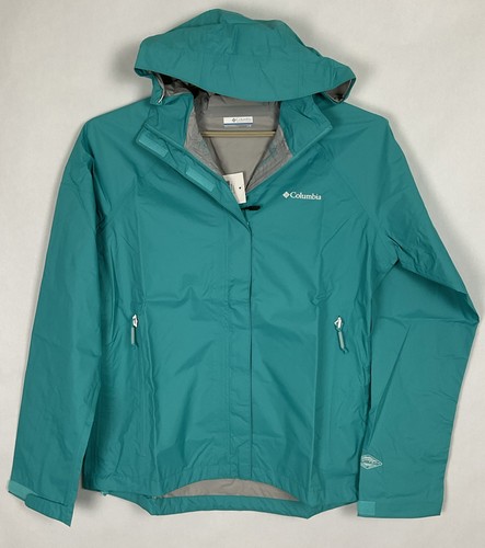 Columbia NWT Womens Sleeker Rain Jacket Coat Large L Blue Waterproof New