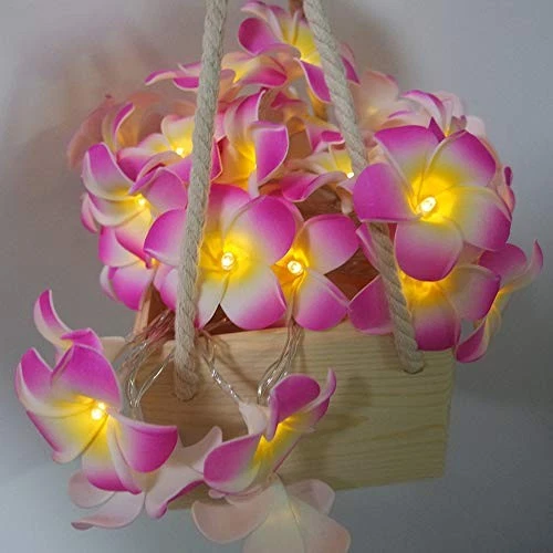 Cadena de luces de flores Plumeria 20 LED cadena de luces espuma hawaiana artificial Plu... Foto 2 de 4