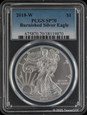 2018-W $1 Burnished American Silver Eagle PCGS SP70