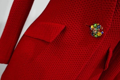 ST JOHN RED   rhinestone button Accent /honeycomb… - image 17