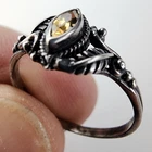 Bali Citrine Marquise Cut Ring Size 8 Sterling Silver 925 Vintage