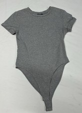 Forever 21 Gray Bodysuit One Piece Top T-shirt Snap Size Large