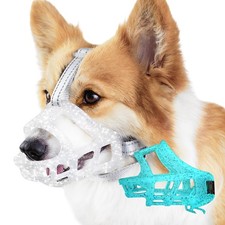 Glow In Dark Dog Muzzle Basket Cage Anti Bite Chew Grooming Transparent L