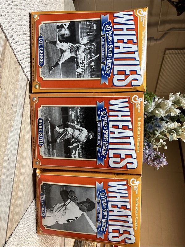 Wheaties Collectors Edition 3 Box Set Lou Gehrig/Babe Ruth/Willie Mays