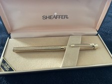 SHEAFFER White Dot Fountain Pen Slim 23K Gold Electro Plate in Box EXCELLENT