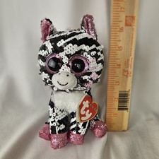 Ty FLIPPABLES Sequins Beanie Boos - ZOEY the Zebra (6 Inch) New With Tags