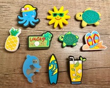 10pc Summer Vacation Beach Ocean Blue Green Shoe Charms for Crocs or Clogs