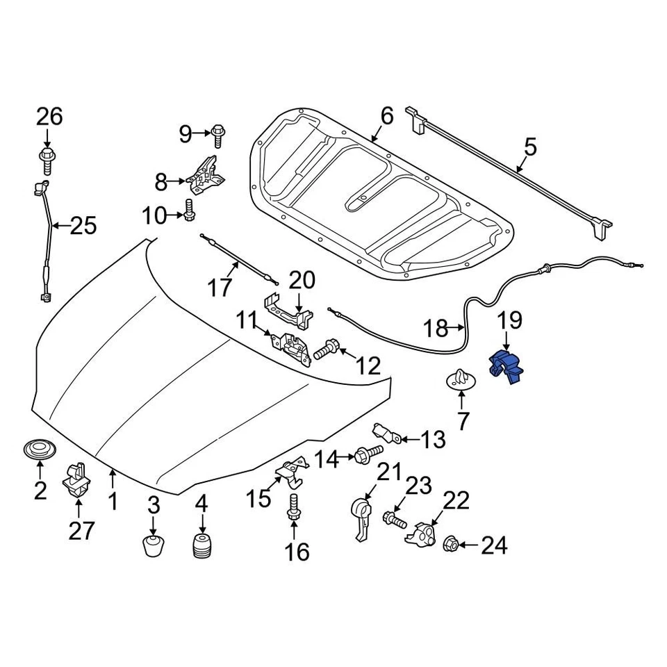 For Kia Optima 2001-2020 Kia 8119933000 Hood Release Cable Clip Foto 4 de 4
