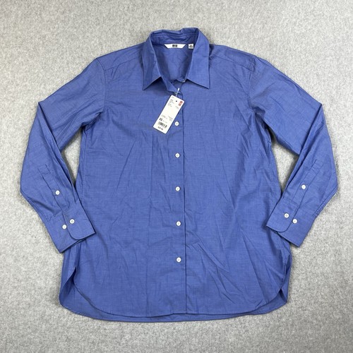 Uniqlo Oberhemd Damen XS Blau Langarm Knopfleiste Arbeit Business - Bild 1 von 10