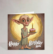 Personalised Dobby (Harry Potter) Inspired Any/Name/Age/Relation Birthday Card
