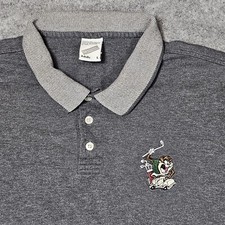 Vintage Taz Looney Tunes Golf Polo Shirt Men L Gray Embroidered Tasmanian Devil
