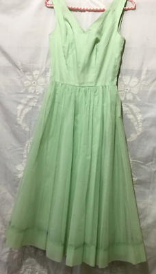 1950 green dress Unique Vintage Green Glitter 1950's Tea Length Gown