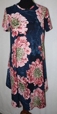 NWT AJ Amelia James Sz M Chelan Dress Navy Blue Roses Floral Pattern