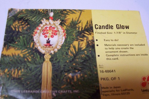 Vintage 1976 Lee Ward Christmas Beaded Ornament Kit Candle Glow Never Opened - Picture 2 of 2