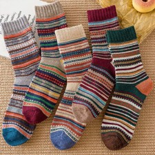 5 Pairs Winter Men's Wool Cashmere Warm Thermal Socks Thick Knit Socks Size 8-13
