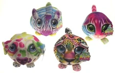 Kipp Brothers Fur Balls Photo Animal Plush Stuffed Lot 4 Dog Cat Zebra Leopard