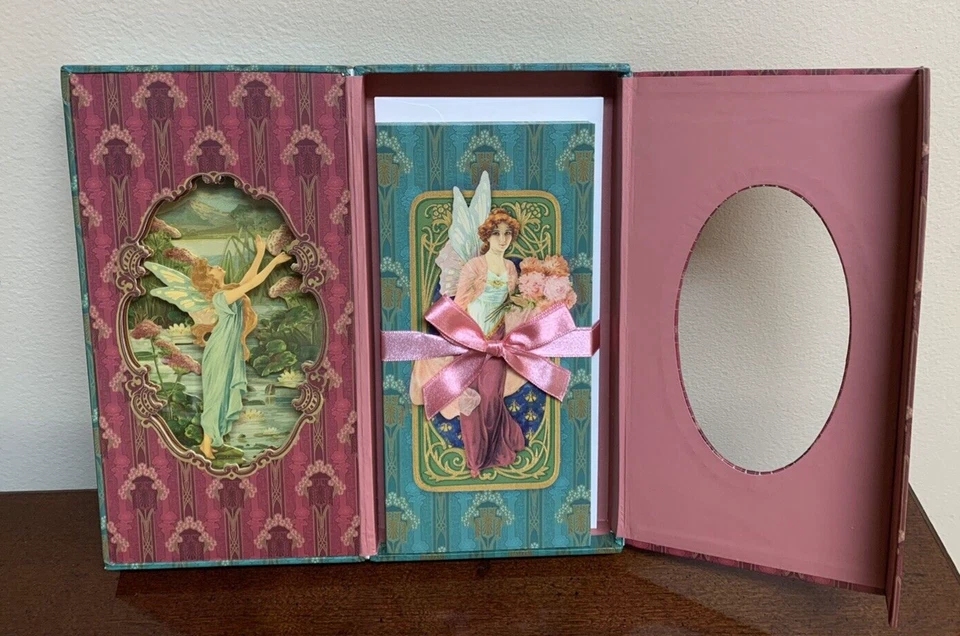 Nouveau Faerie Fairy Fairies Flowers Blank Note Cards By Punch Studio Set of 10 - Image 3 of 4