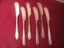 6 Flat Handle Butter Spreaders Oneida Community Silverplate BERKLEY SQUARE 6 3/8