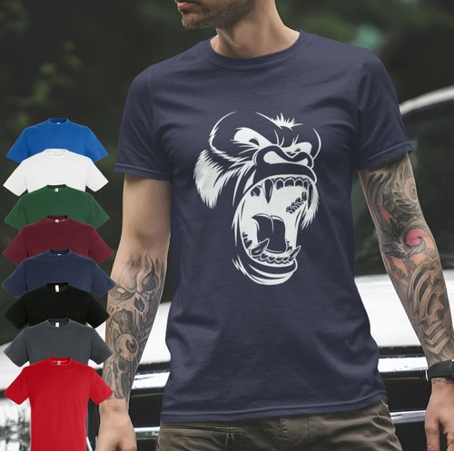 GORILLA ROAR MENS SHORT SLEEVE GYM T SHIRT WORKOUT TRAINING BODYBUILDING GYM-T - Picture 6 of 9