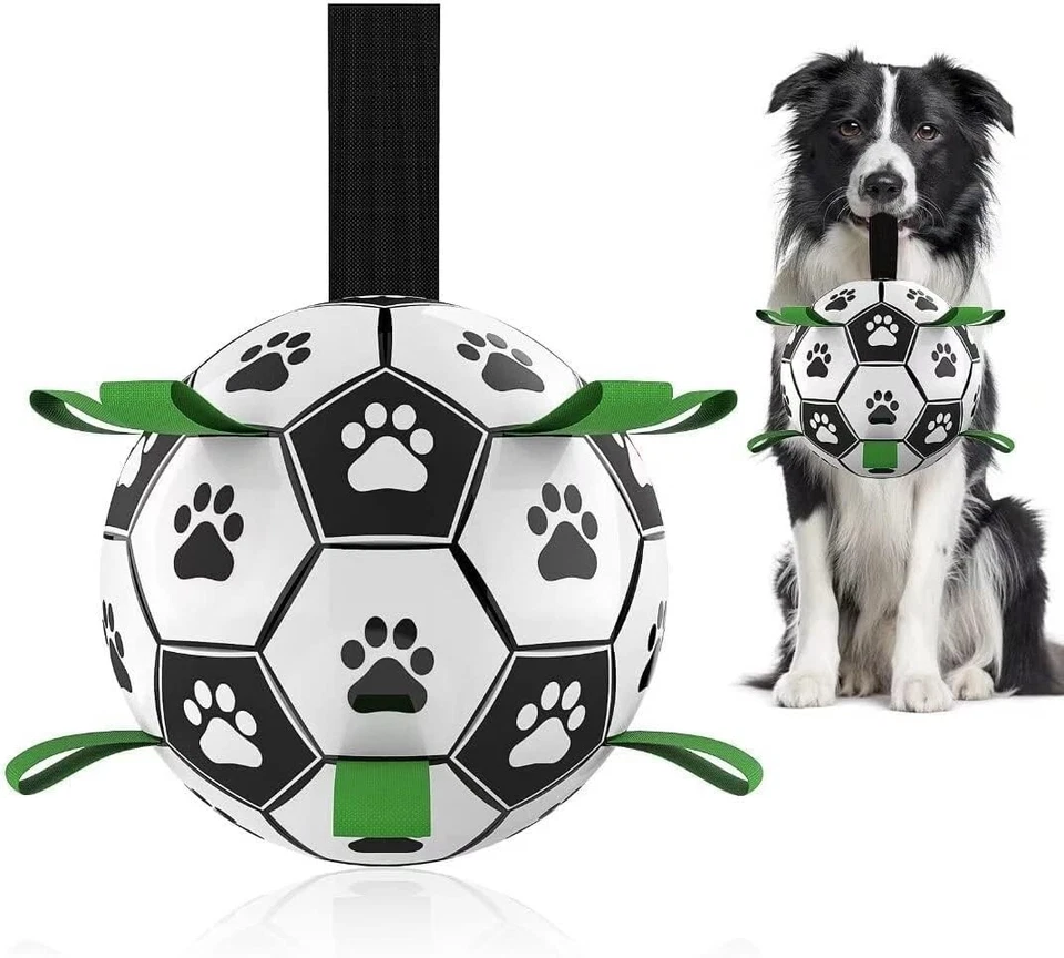 Pelota de fútbol para perros de 5/5,9" con pestañas de agarre Pelota de fútbol para perros Juguete interactivo para perros Foto 3 de 4